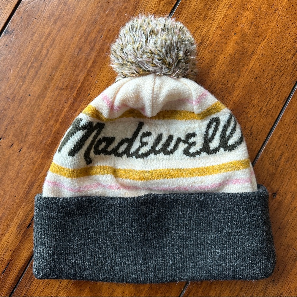 NWT Madewell Pom Pom Wool Blend Beanie Adult OS